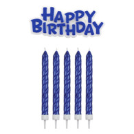 Happy Birthday Candle Set blau