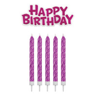 Happy Birthday Candle Set pink