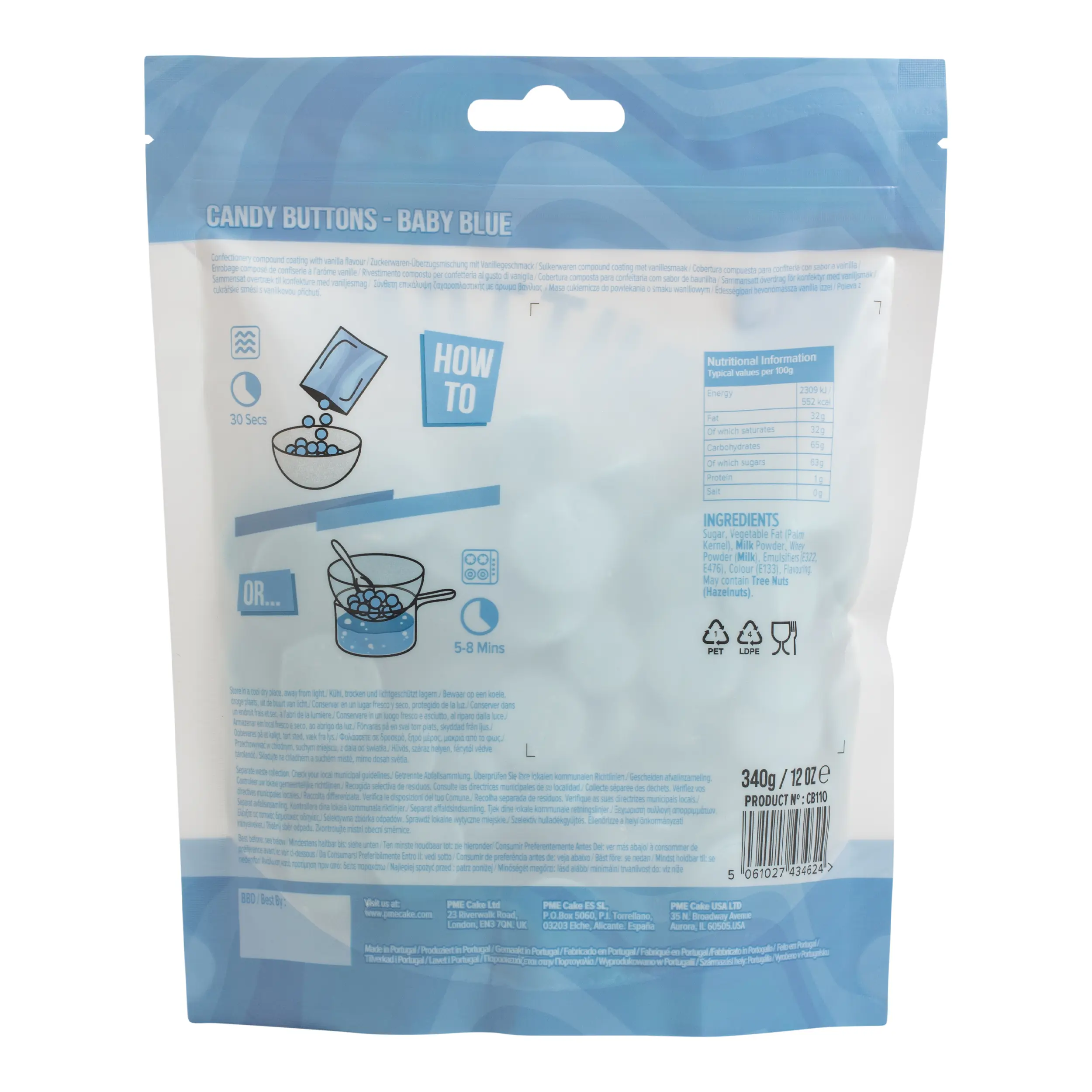 Candy Buttons babyblau 340g – Bild 3