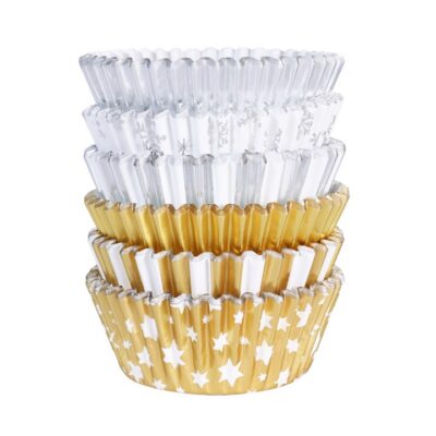 Papierbackform Foil Lined Gold & Silber Mix 100 Stk.