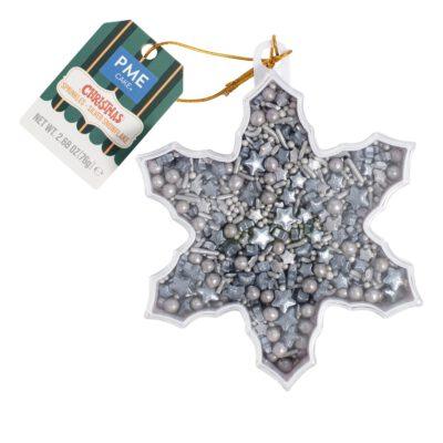 Weihnachtsstreusel Schneeflocken silber