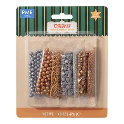 Bunte Streusel 7 teilig metallisch 42g