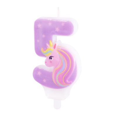 Zahlenkerze Einhorn 5
