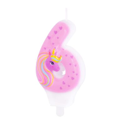 Zahlenkerze Einhorn 6