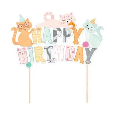 Cake Topper Happy Birthday Katzen