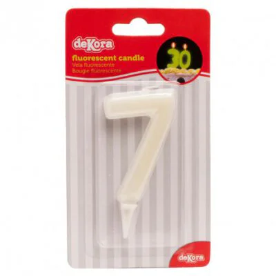Zahlenkerze fluoreszierend 7