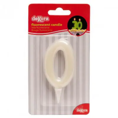 Zahlenkerze floureszierend 0