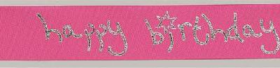 Satinband Happy Birthday magenta 1m