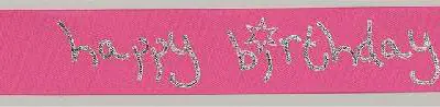 Satinband Happy Birthday magenta 1m