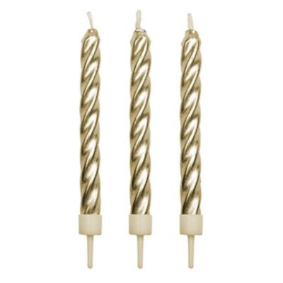 Kerzen gold mit Halter 10 Stk.