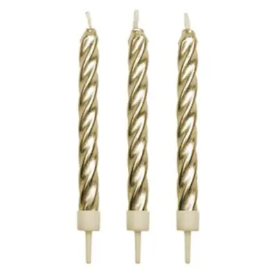 Kerzen gold mit Halter 10 Stk.