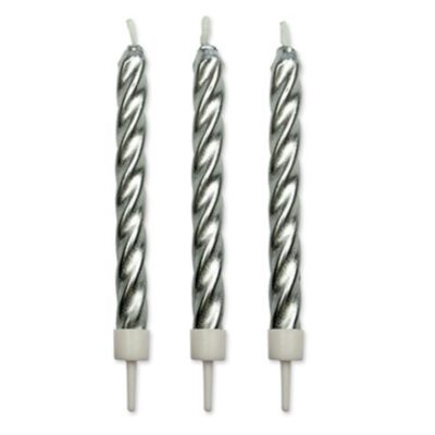 Kerzen silber mit Halter 10 Stk.