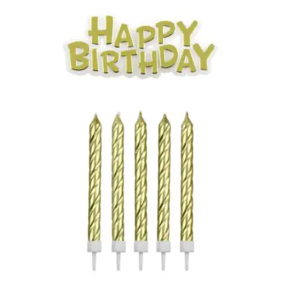 Happy Birthday Candle Set gold