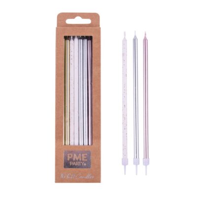 Candles extra tall mixed with Holders 16Stk.