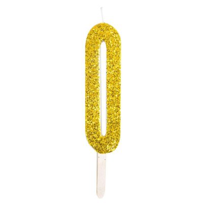 Zahlenkerze gold glitter 0