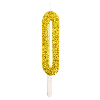 Zahlenkerze gold glitter 0