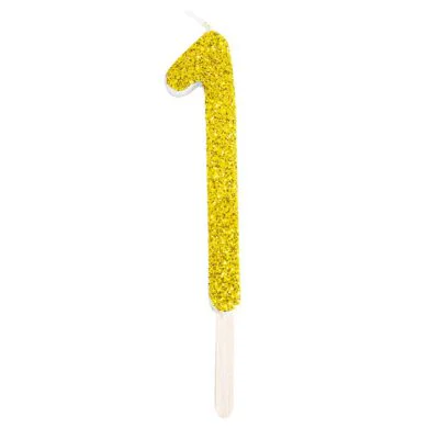 Zahlenkerze gold glitter 1