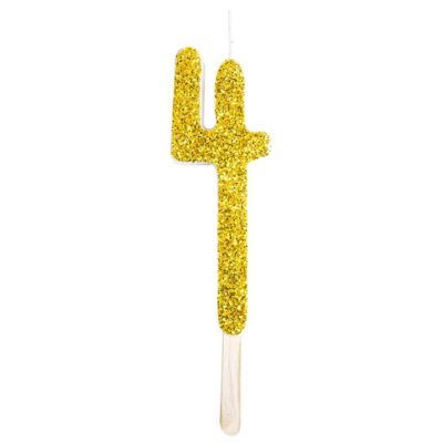 Zahlenkerze gold glitter 4