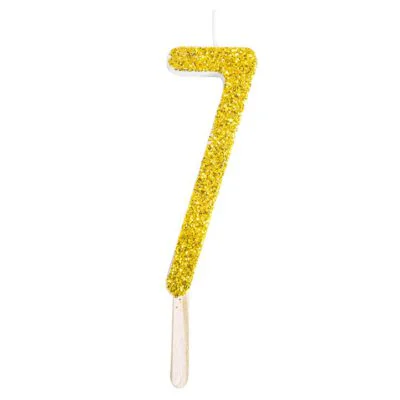 Zahlenkerze gold glitter 7