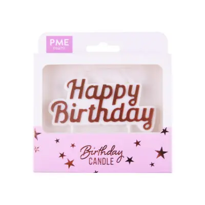 PME Kerzentopper Happy Birthday Rose Gold Sparkly