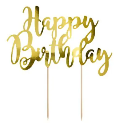 Cake Topper Happy Birthday Gold