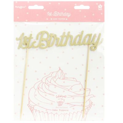 Cake Topper 1. Geburtstag Gold