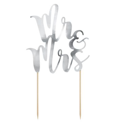 Cake Topper Mr & Mrs silber