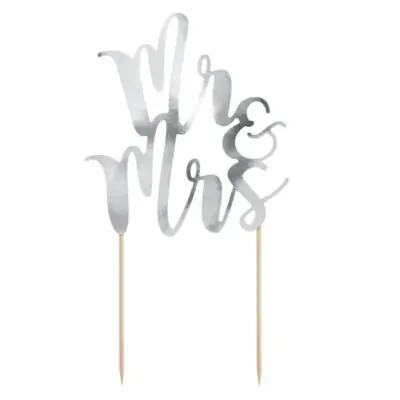 Cake Topper Mr & Mrs silber