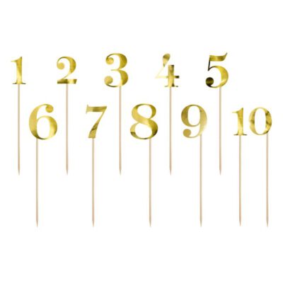 Cake Topper Zahlen gold 11teilig