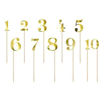 Cake Topper Zahlen gold 11teilig