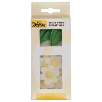 Edible Wafer Decoration Flowers & Leafs white Set/11