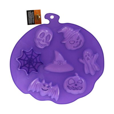 Silikonbackform Geist, Hexe, Zauberhut, Fledermaus, Kürbis, Totenkopf, Spinnennetz